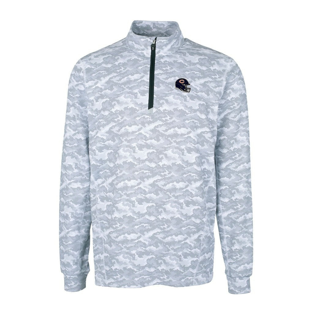 Chicago Bears Cutter & Buck Helmet Traverse Camo Print Stretch Quarter-Zip Pullover Top Charcoal