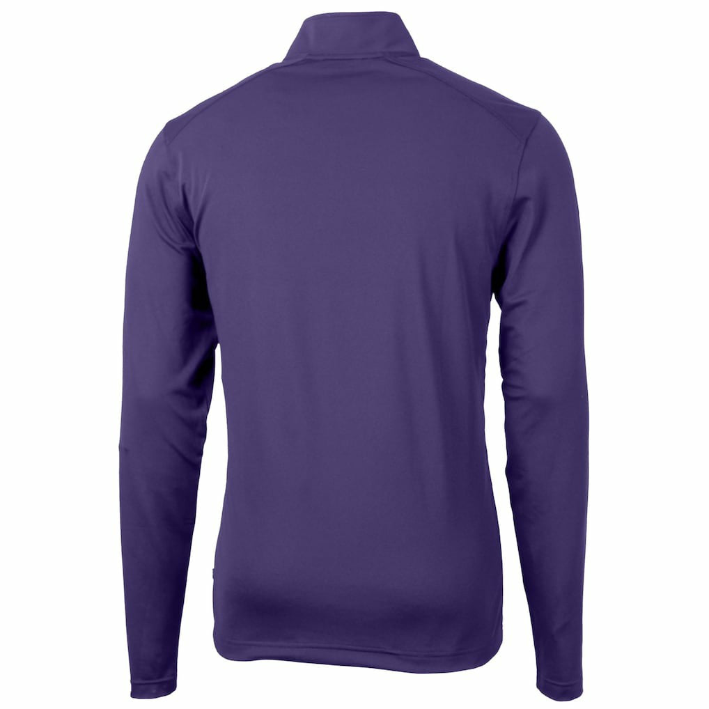 Minnesota Vikings Cutter & Buck Helmet Virtue Eco Pique Recycled Quarter-Zip Pullover Top Purple