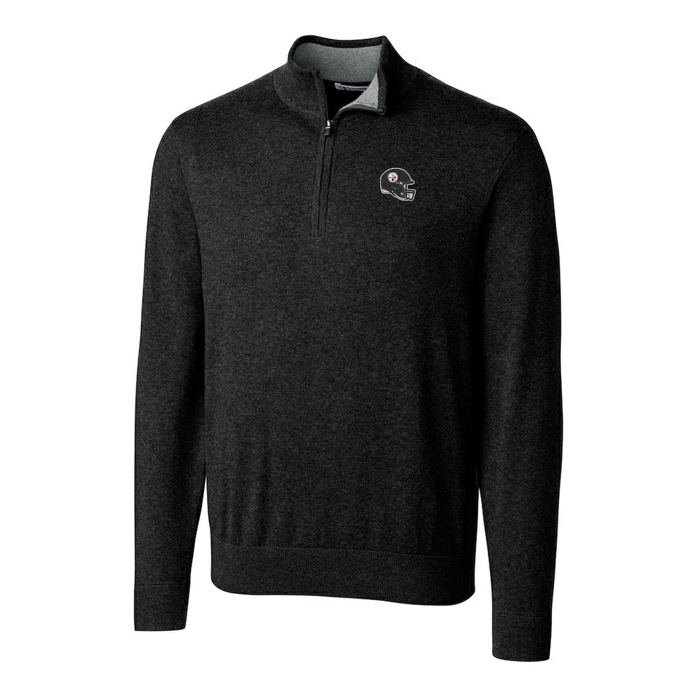 Pittsburgh Steelers Cutter & Buck Helmet Lakemont Tri-Blend Quarter-Zip Pullover Sweater Black