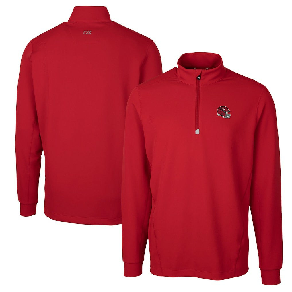 Kansas City Chiefs Cutter & Buck Helmet Traverse Stretch Quarter-Zip Pullover Top Red