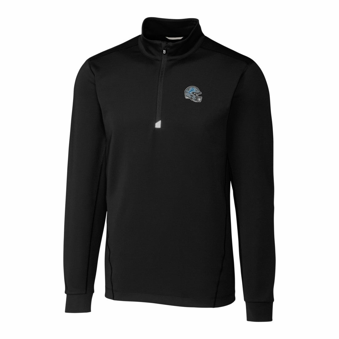Detroit Lions Cutter & Buck Helmet Traverse Stretch Quarter-Zip Pullover Top Black