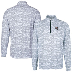 Tampa Bay Buccaneers Cutter & Buck Helmet Traverse Camo Print Stretch Quarter-Zip Pullover Top Charcoal