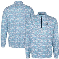 Buffalo Bills Cutter & Buck Helmet Traverse Camo Print Stretch Quarter-Zip Pullover Top Light Blue