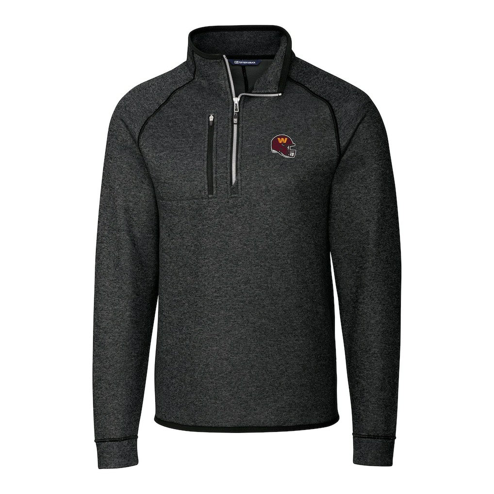 Washington Commanders Cutter & Buck Helmet Mainsail Sweater-Knit Half-Zip Pullover Jacket Charcoal