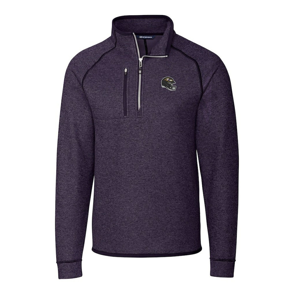 Baltimore Ravens Cutter & Buck Helmet Mainsail Sweater-Knit Half-Zip Pullover Jacket Purple