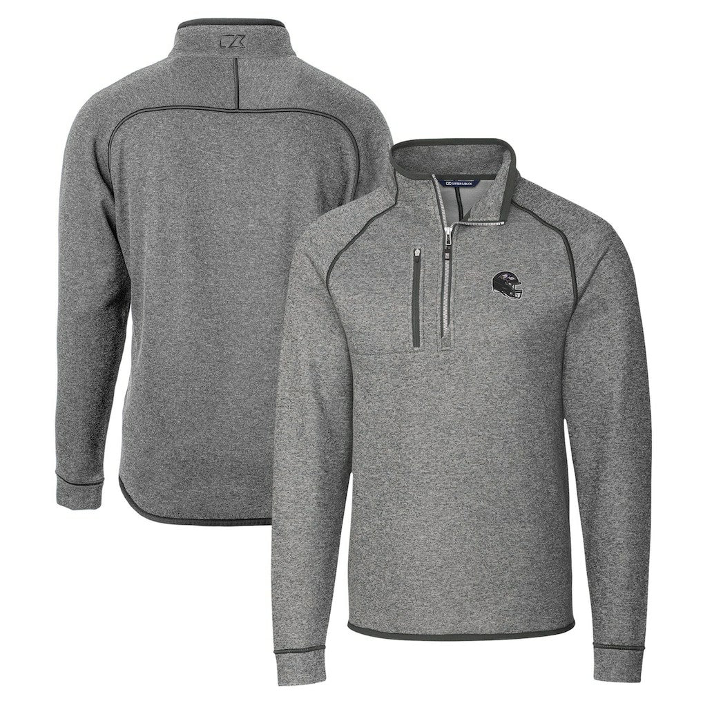Baltimore Ravens Cutter & Buck Helmet Mainsail Sweater-Knit Half-Zip Pullover Jacket Silver