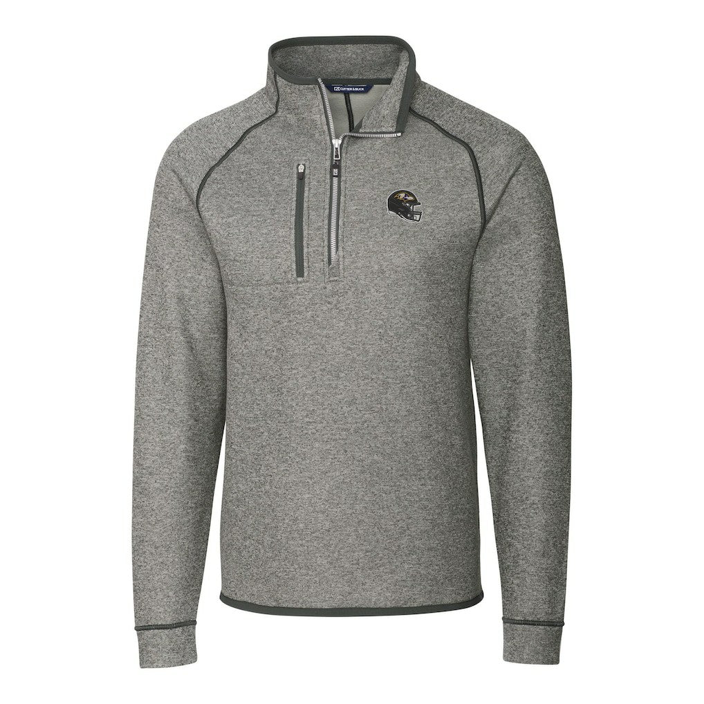 Baltimore Ravens Cutter & Buck Helmet Mainsail Sweater-Knit Half-Zip Pullover Jacket Silver