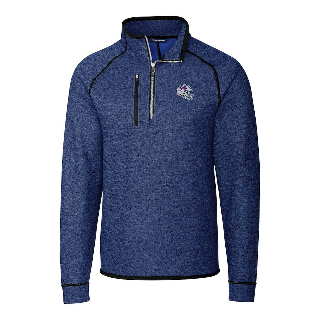 Buffalo Bills Cutter & Buck Helmet Mainsail Sweater-Knit Half-Zip Pullover Jacket Blue