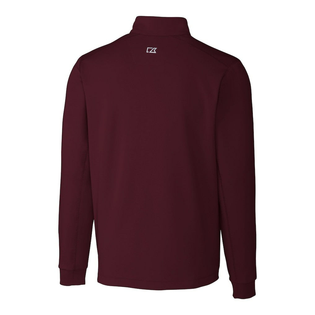 Washington Commanders Cutter & Buck Helmet Traverse Stretch Quarter-Zip Pullover Top Burgundy