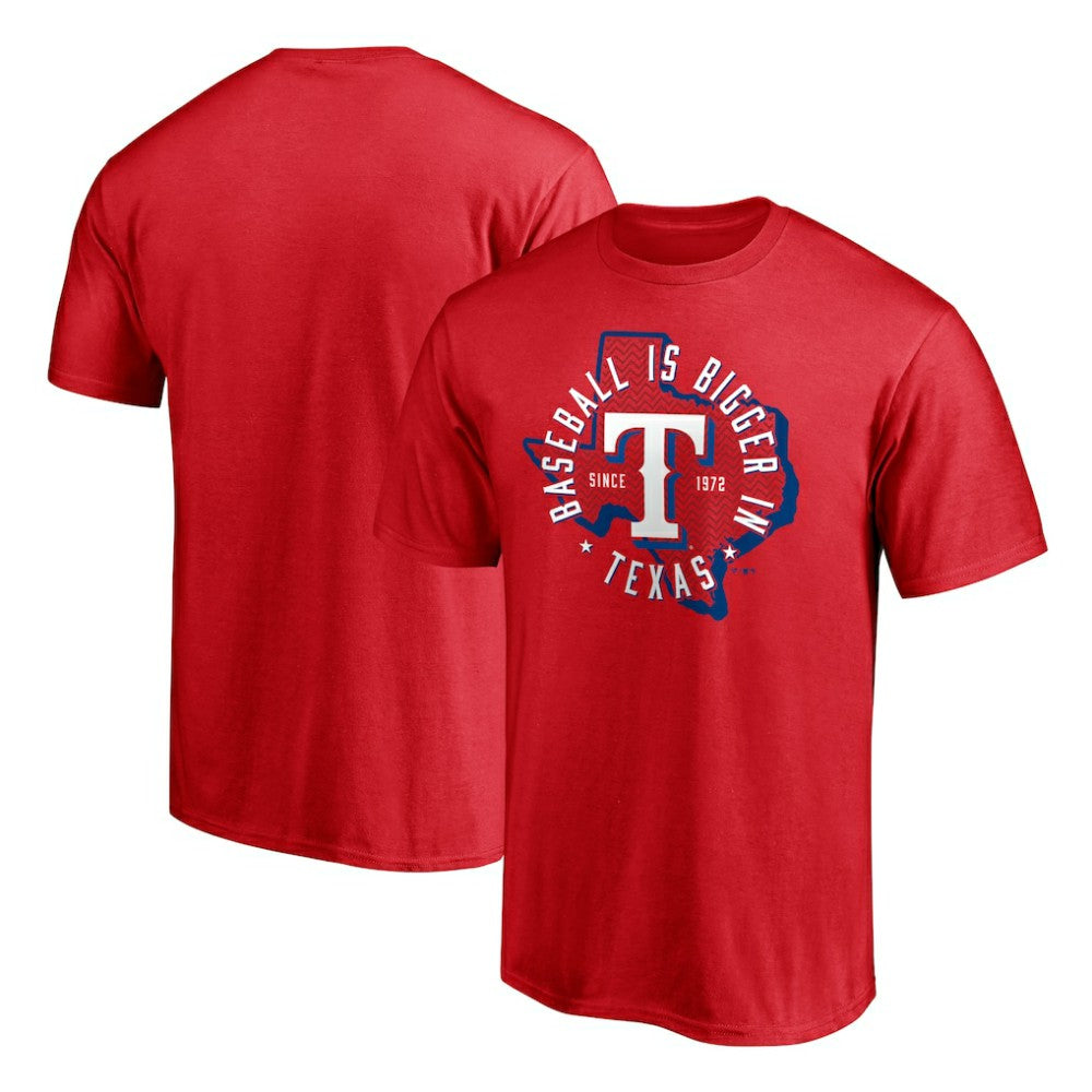 Texas Rangers Hometown Collection Baseball Is Bigger In Texas T-Shirt - Red - MLB Sale
