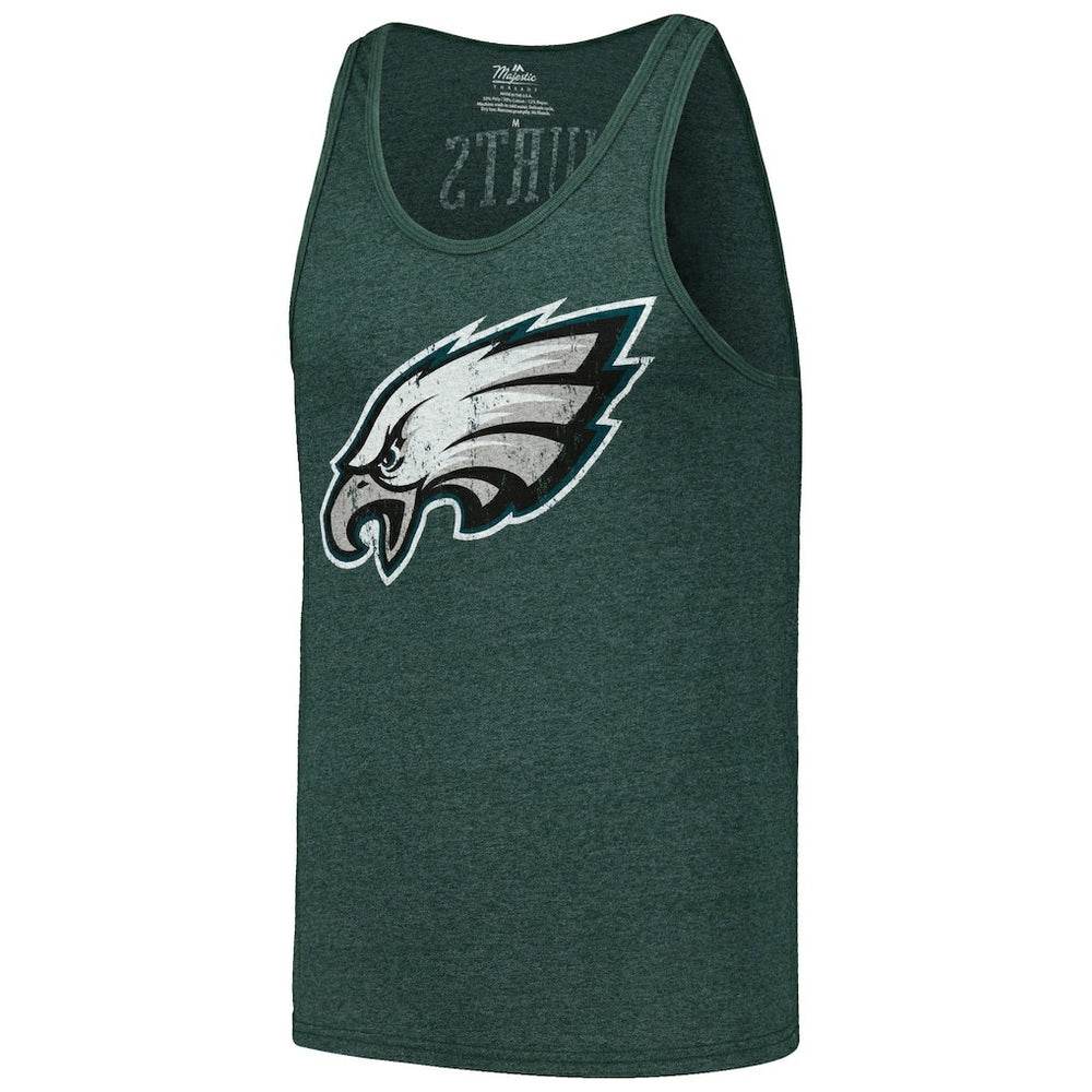 Jalen Hurts Philadelphia Eagles Majestic Threads Name & Number Tri-Blend Tank Top Green