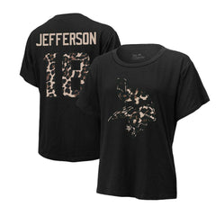 Justin Jefferson Minnesota Vikings Majestic Threads Women's Leopard Player Name & Number T-Shirt Black