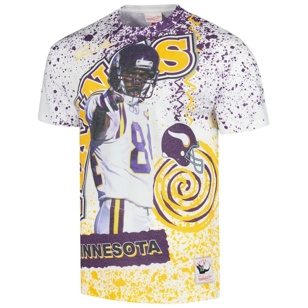 Mitchell & Ness Randy Moss Minnesota Vikings Retired Player Name & Number Burst T-Shirt White