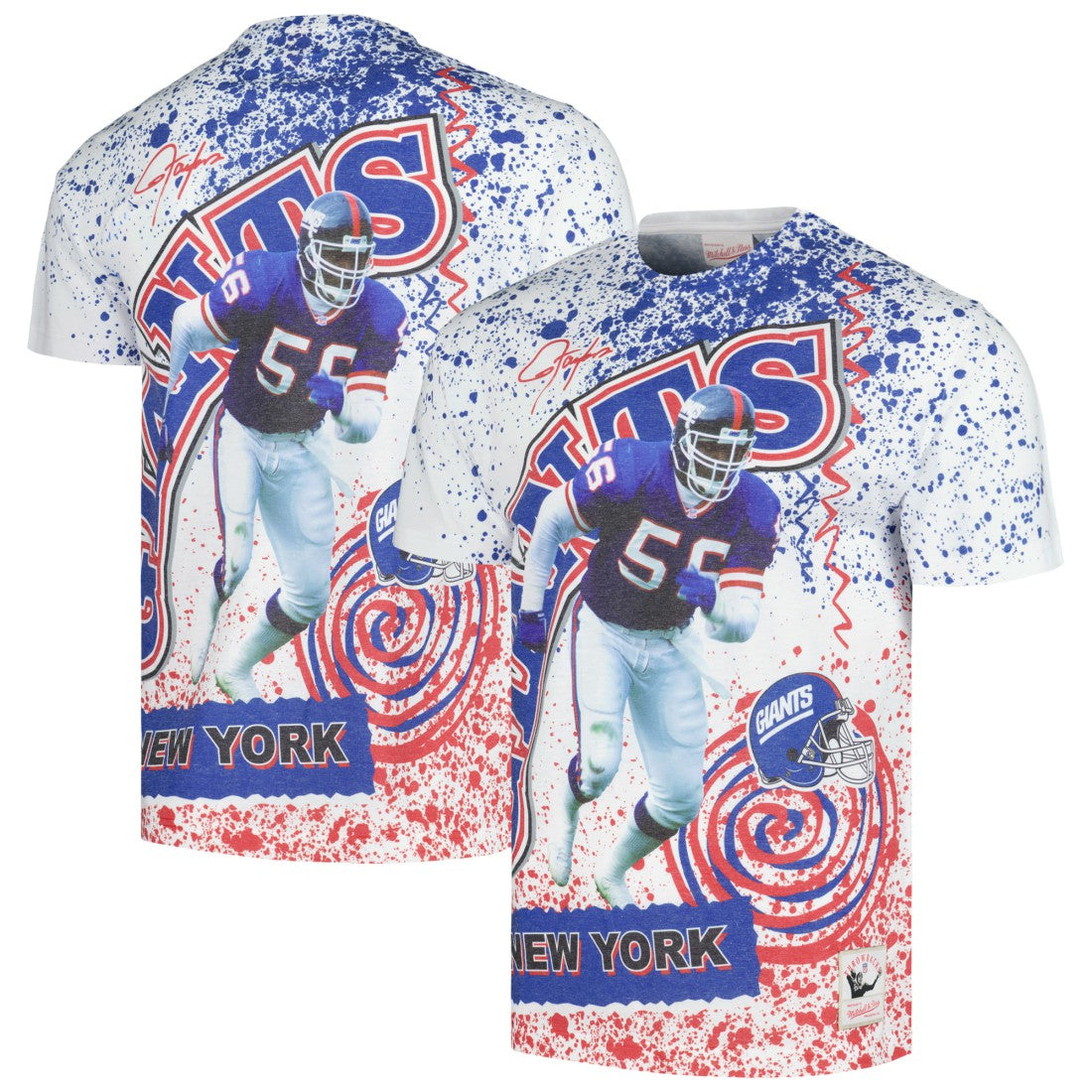 Mitchell & Ness New York Giants Retired Player Name & Number Burst T-Shirt White