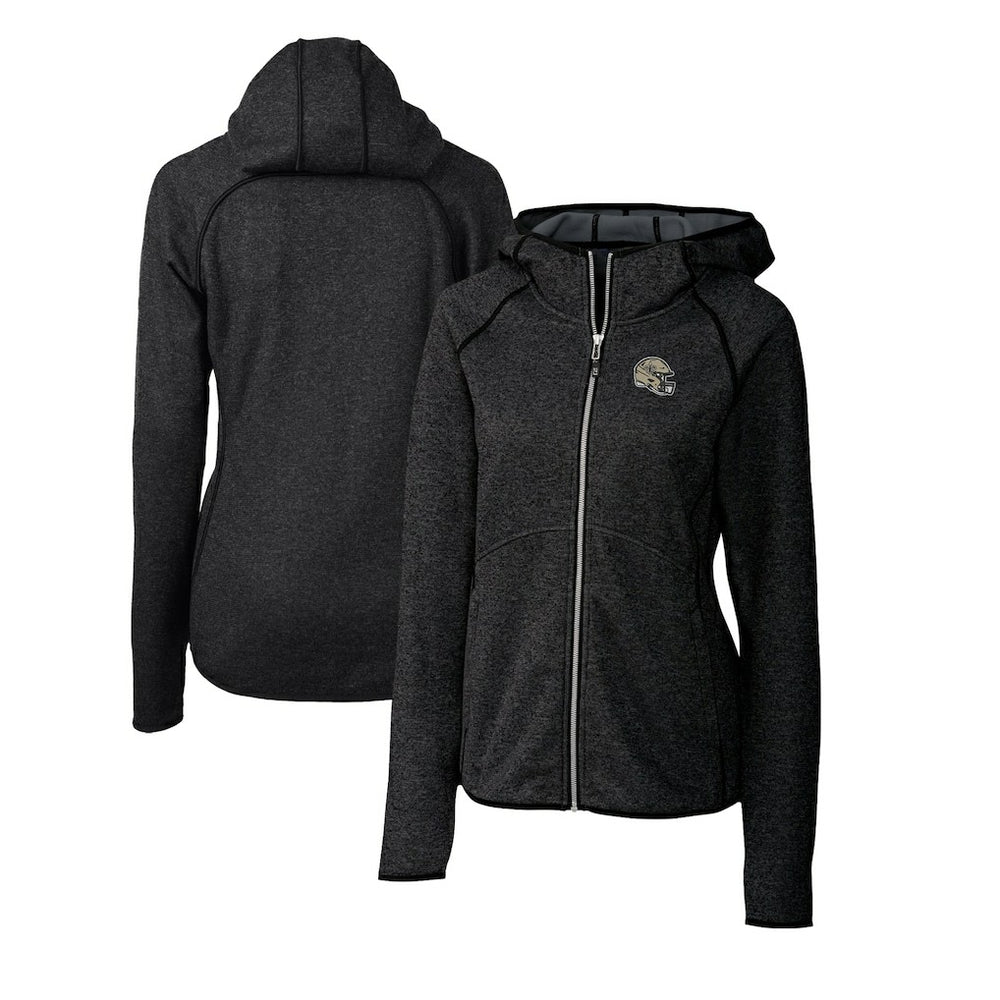 New Orleans Saints Cutter & Buck Women's Helmet Logo Mainsail Sweater-Knit Full-Zip Hoodie Charcoal