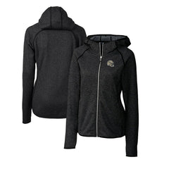 New Orleans Saints Cutter & Buck Women's Helmet Logo Mainsail Sweater-Knit Full-Zip Hoodie Charcoal