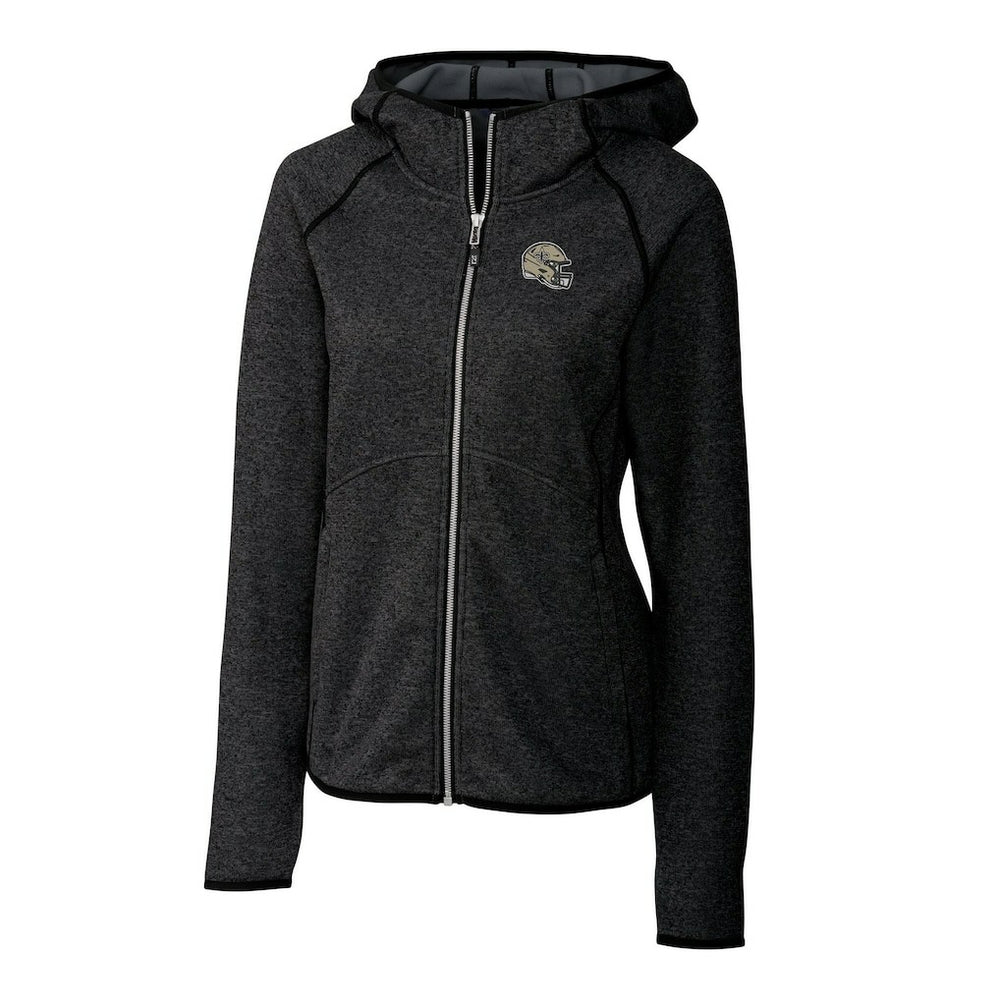 New Orleans Saints Cutter & Buck Women's Helmet Logo Mainsail Sweater-Knit Full-Zip Hoodie Charcoal
