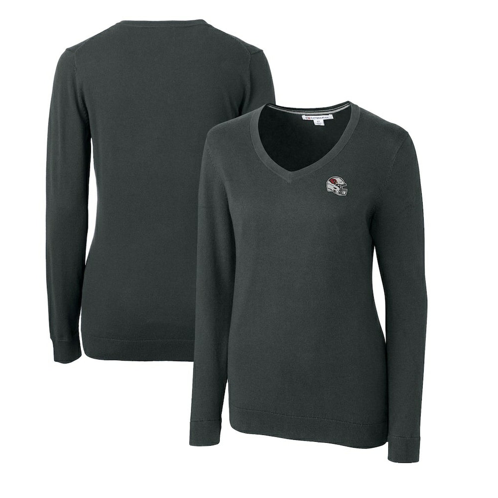 Arizona Cardinals Cutter & Buck Women's Helmet Logo Lakemont Tri-Blend V-Neck Pullover Sweater Charcoal