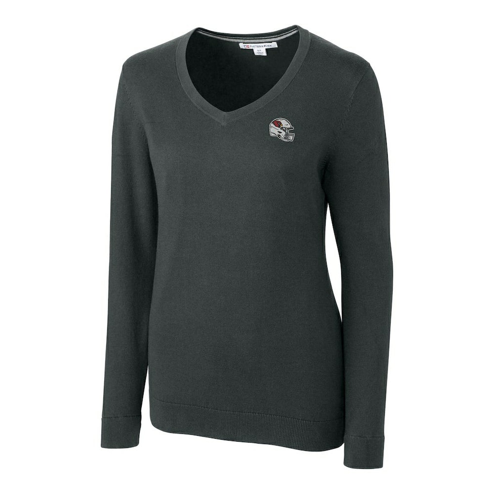Arizona Cardinals Cutter & Buck Women's Helmet Logo Lakemont Tri-Blend V-Neck Pullover Sweater Charcoal
