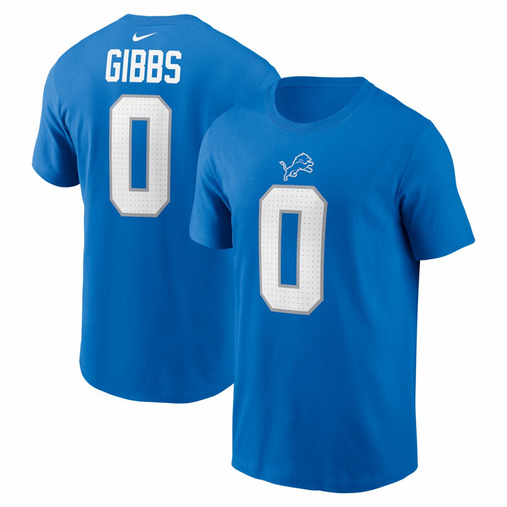Nike Jahmyr Gibbs Detroit Lions Name & Number T-Shirt Blue