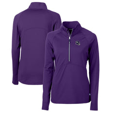 Minnesota Vikings Cutter & Buck Women's Helmet Logo Adapt Eco Knit Stretch Recycled Half-Zip Pullover Top Purple