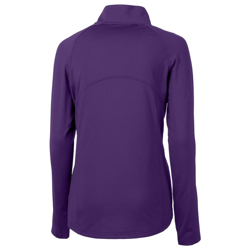 Minnesota Vikings Cutter & Buck Women's Helmet Logo Adapt Eco Knit Stretch Recycled Half-Zip Pullover Top Purple