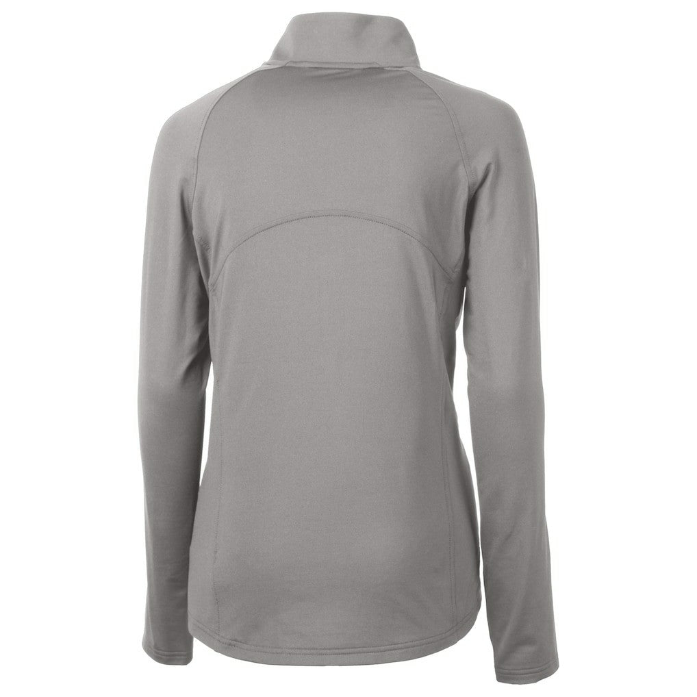 New York Jets Cutter & Buck Women's Helmet Logo Adapt Eco Knit Stretch Recycled Half-Zip Pullover Top Gray