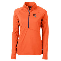 Cincinnati Bengals Cutter & Buck Women's Helmet Logo Adapt Eco Knit Stretch Recycled Half-Zip Pullover Top Orange