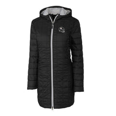 Pittsburgh Steelers Cutter & Buck Women's Helmet Logo Rainier Primaloft Eco Insulated Hooded Long Coat Black