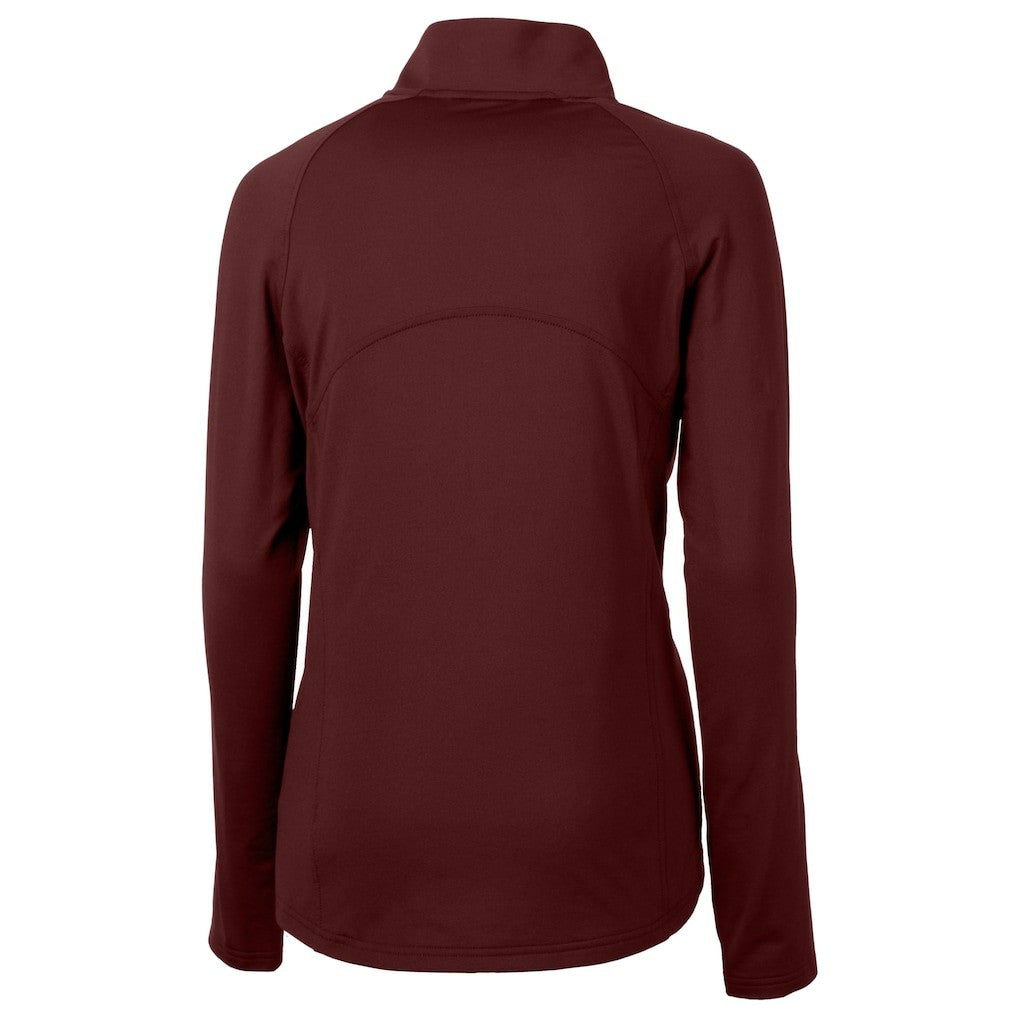 Washington Commanders Cutter & Buck Women's Helmet Logo Adapt Eco Knit Stretch Recycled Half-Zip Pullover Top Burgundy
