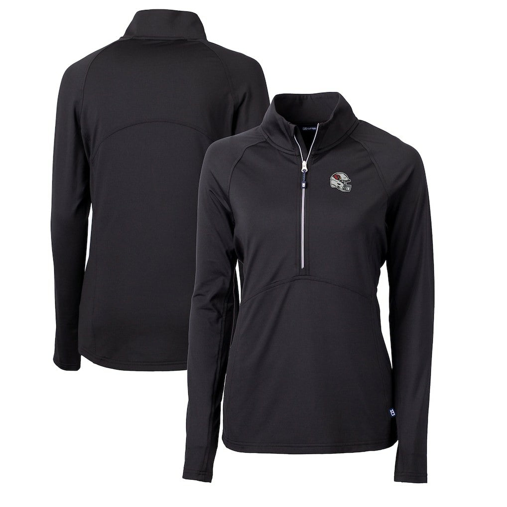 Arizona Cardinals Cutter & Buck Women's Helmet Logo Adapt Eco Knit Stretch Recycled Half-Zip Pullover Top Black