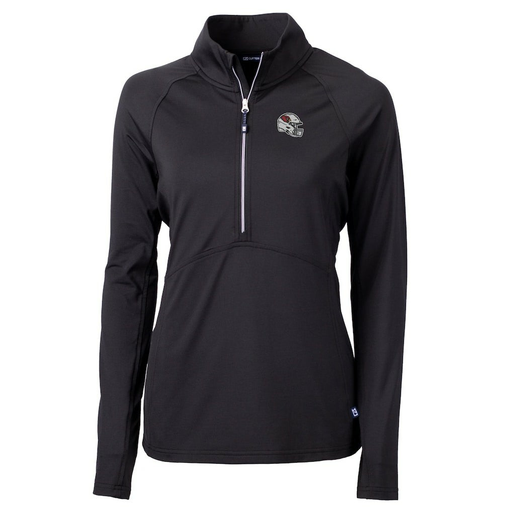 Arizona Cardinals Cutter & Buck Women's Helmet Logo Adapt Eco Knit Stretch Recycled Half-Zip Pullover Top Black