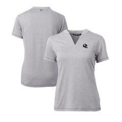 Pittsburgh Steelers Cutter & Buck Women's Helmet Logo DryTec Forge Stretch V-Neck Blade Top Heather Gray