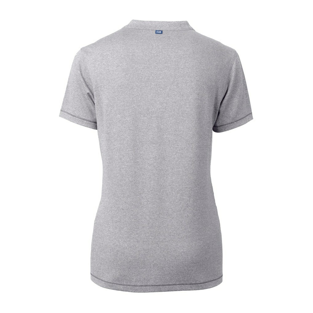 Pittsburgh Steelers Cutter & Buck Women's Helmet Logo DryTec Forge Stretch V-Neck Blade Top Heather Gray