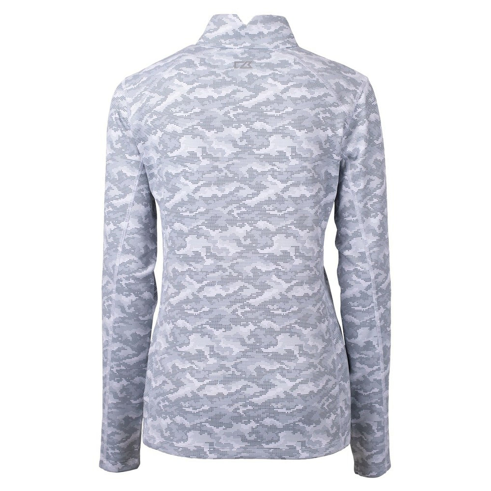 New Orleans Saints Cutter & Buck Women's Helmet Logo Traverse Camo Print Stretch Quarter-Zip Pullover Top Charcoal
