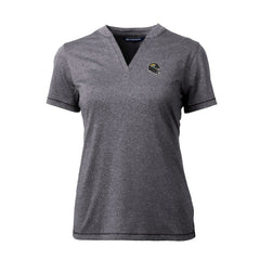 Jacksonville Jaguars Cutter & Buck Women's Helmet Logo DryTec Forge Stretch V-Neck Blade Top Heather Charcoal