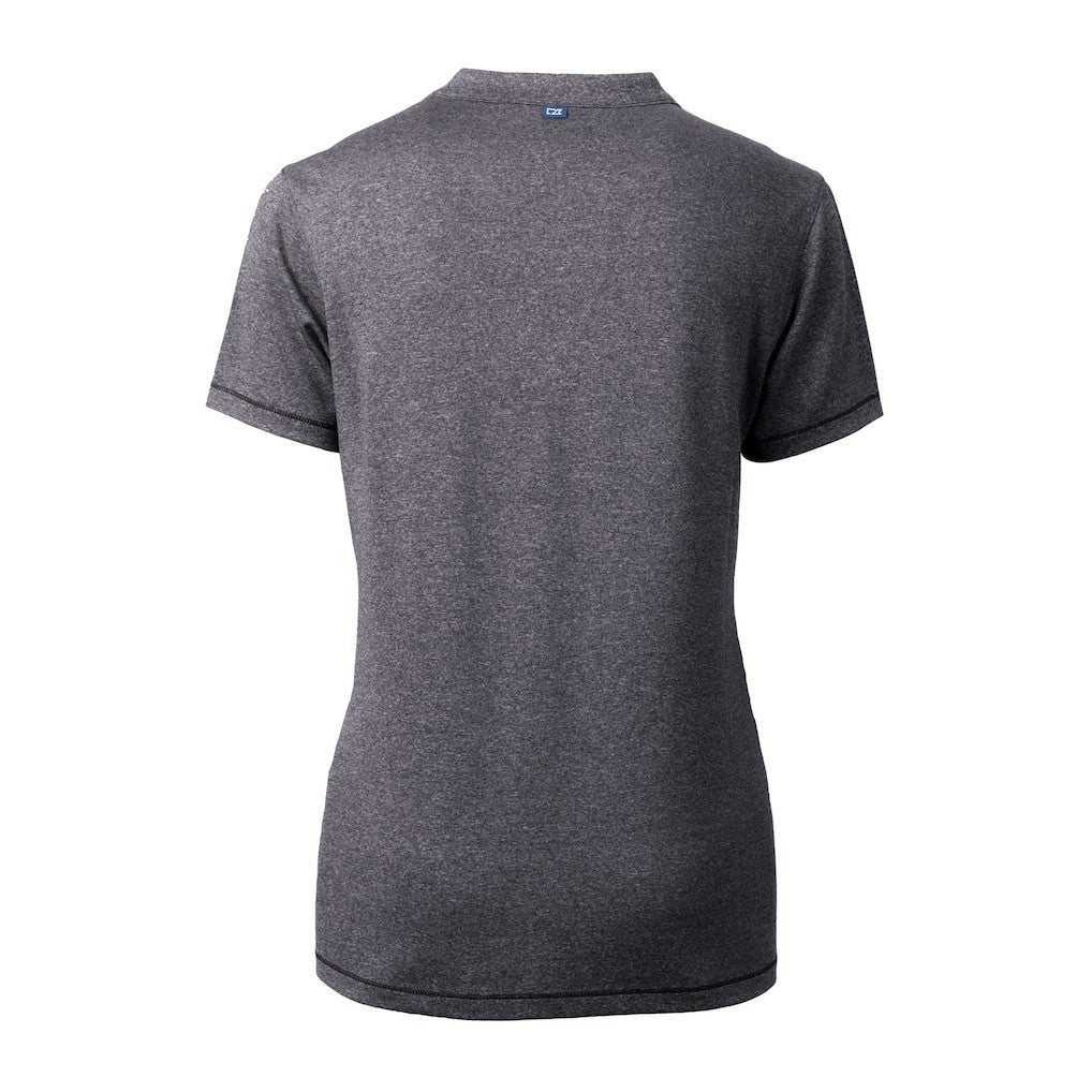 Jacksonville Jaguars Cutter & Buck Women's Helmet Logo DryTec Forge Stretch V-Neck Blade Top Heather Charcoal