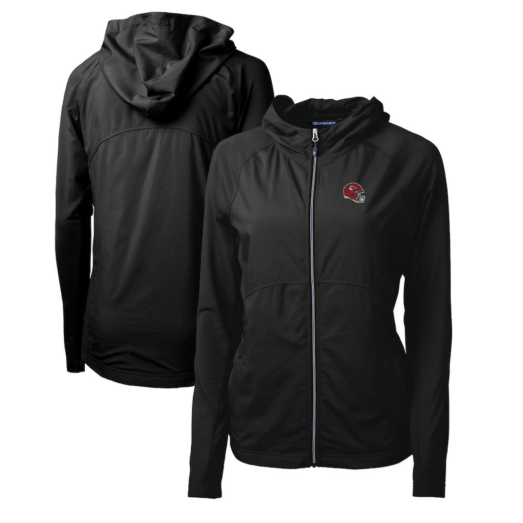 Kansas City Chiefs Cutter & Buck Women's Helmet Logo Adapt Eco Knit Hybrid Recycled Full-Zip Hoodie Black
