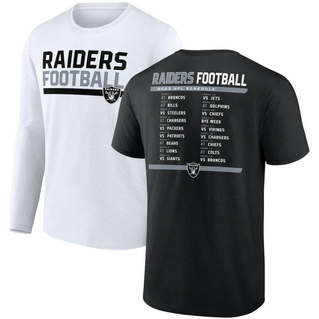 Fanatics Las Vegas Raiders Two-Pack 2023 Schedule T-Shirt Combo Set Black/White