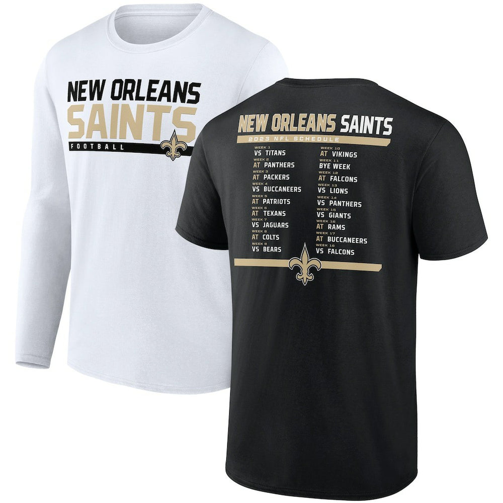 Fanatics New Orleans Saints Two-Pack 2023 Schedule T-Shirt Combo Set Black/White