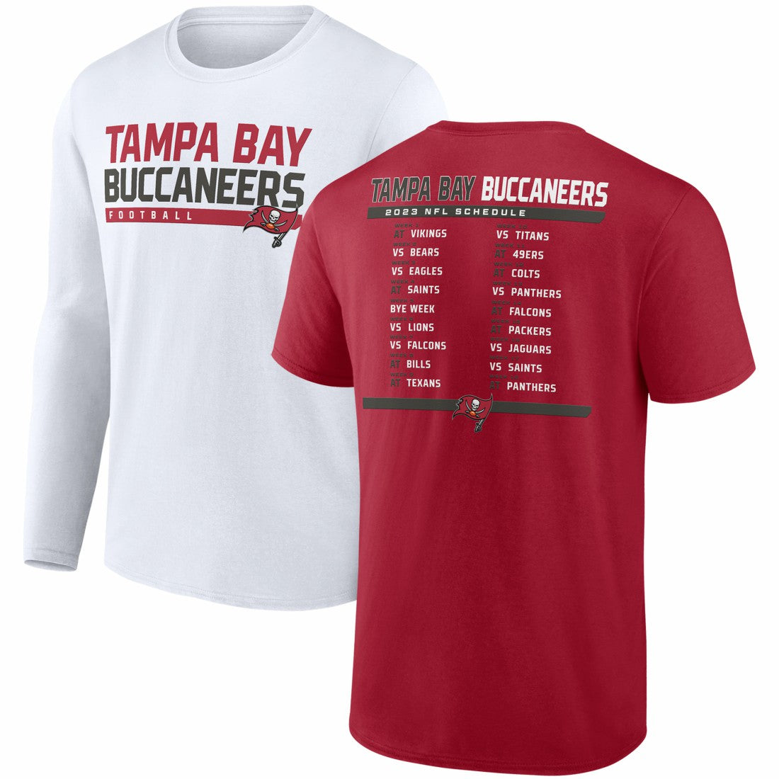 Fanatics Tampa Bay Buccaneers Two-Pack 2023 Schedule T-Shirt Combo Set Red/White