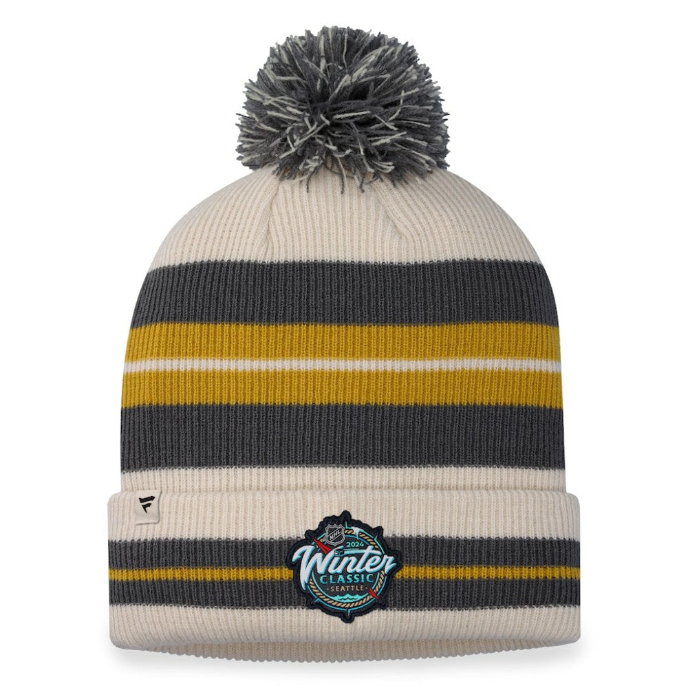 Vegas Golden Knights Fanatics 2024 NHL Winter Classic Cuffed Knit Hat with Pom - Charcoal/Cream - NHL 200100800