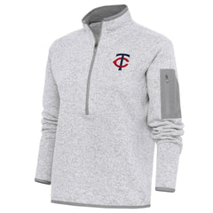 Minnesota Twins Antigua Women's Fortune Quarter-Zip Pullover Jacket - Heather Gray - MLB Discount