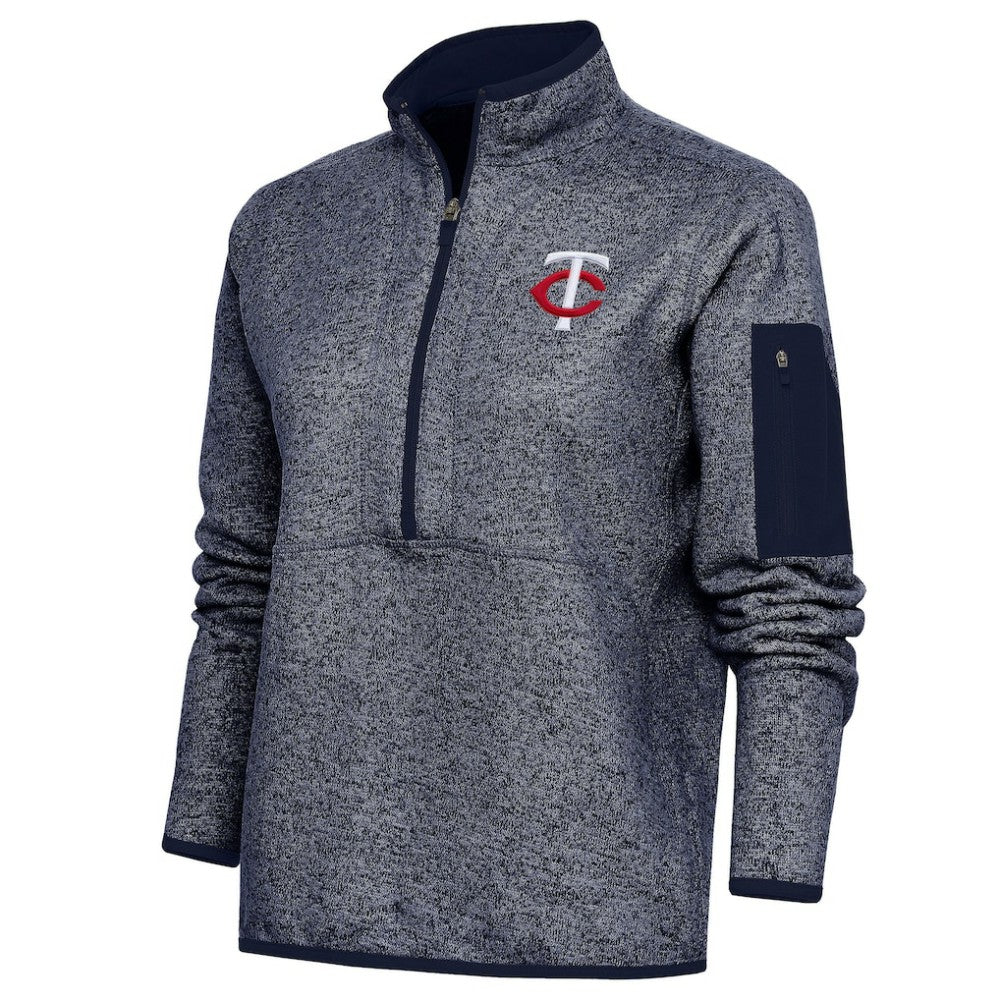 Minnesota Twins Antigua Women's Fortune Quarter-Zip Pullover Jacket - Heather Navy - MLB on Sale