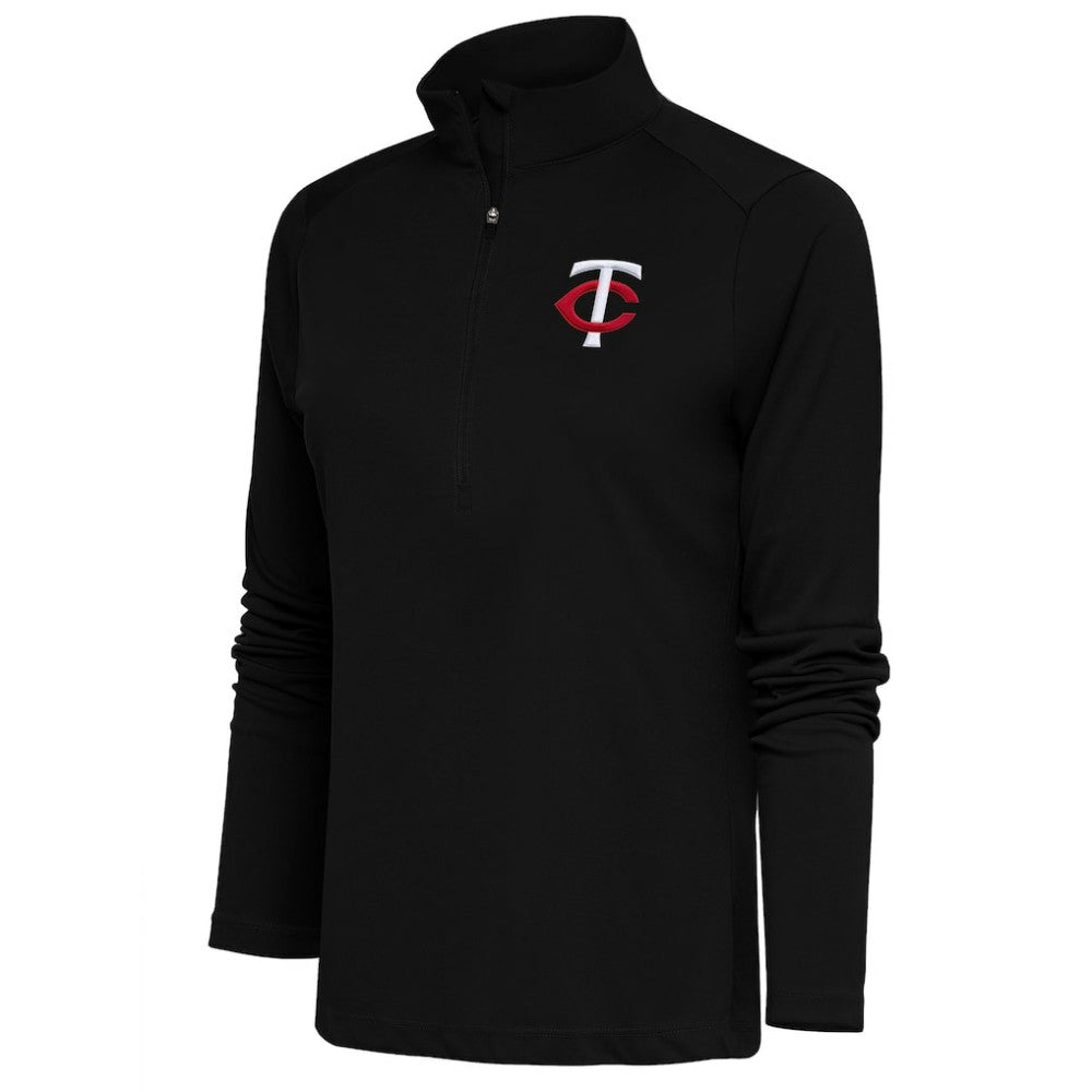 Minnesota Twins Antigua Women's Tribute Half-Zip Pullover Top - Black - MLB on Sale