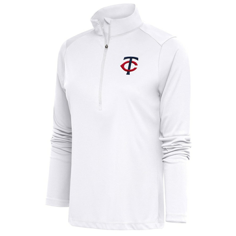 Minnesota Twins Antigua Women's Tribute Half-Zip Pullover Top - White - MLB Lifestyle