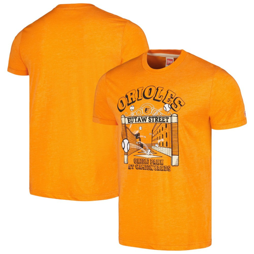 Baltimore Orioles Homage Eutaw Street Hyper Local Tri-Blend T-Shirt - Orange - MLB Sale