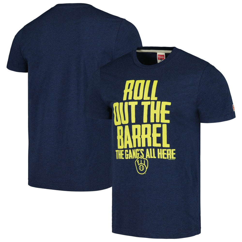 Milwaukee Brewers Homage Gangs All Here Hyper Local Tri-Blend T-Shirt - Navy - MLB on Sale