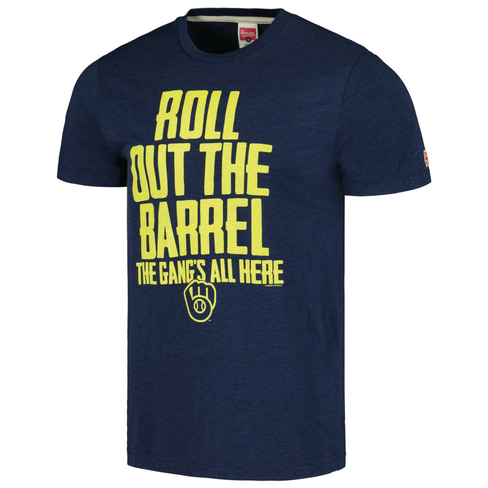 Milwaukee Brewers Homage Gangs All Here Hyper Local Tri-Blend T-Shirt - Navy - MLB on Sale