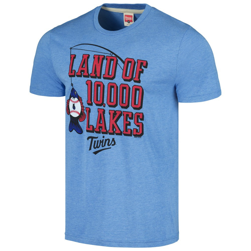 Minnesota Twins Homage Land of 10,000 Lakes Hyper Local Tri-Blend T-Shirt - Light Blue - MLB Lifestyle